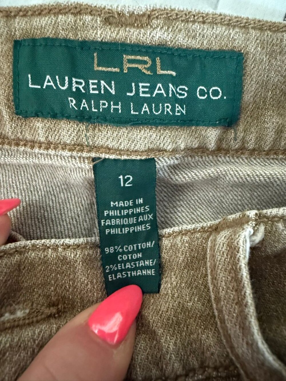 Lauren Ralph Lauren Khaki Straight Leg Jeans Size 12 - Picture 4 of 7